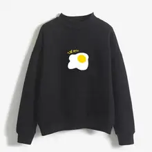 Осенняя Женская толстовка с круглым вырезом, однотонная, с рисунком яиц, с длинным рукавом, плюс бархатная толстовка, уличная одежда, блузка