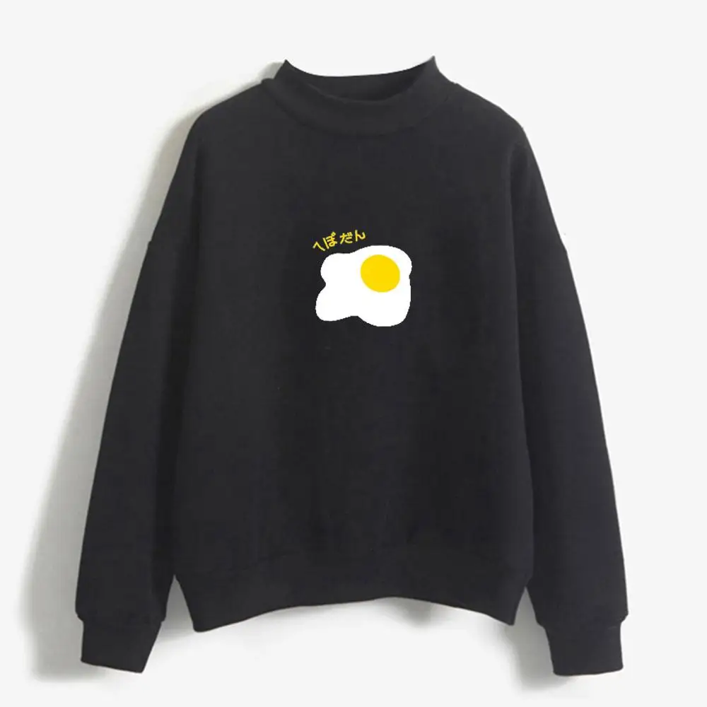 

Autumn Sweatshirt Women O-Neck Solid Color Poached Egg Pattern Long Sleeve Plus Velvet Sweatshirt Streetswear Blouse 2019