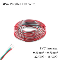 3Pin 3 Core Tinned Copper Electrical Wire Parallel Audio Flat PVC Multiple Twisted Pair Cable Stranded For Speaker Led Lighting