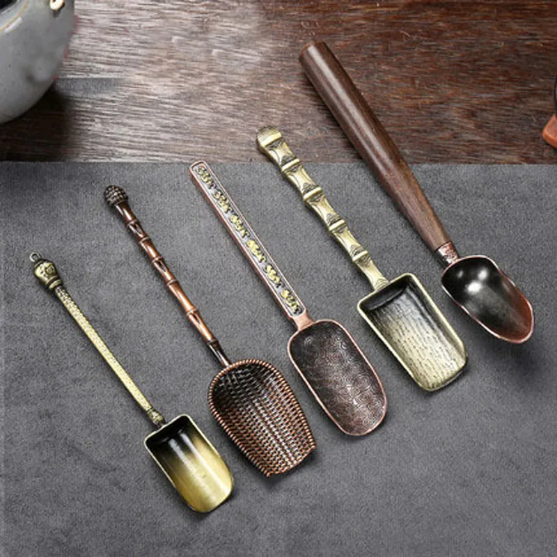 Retro Metal Tea Spoon Set, Stainless Steel Teaspoon, Chinese Kung Fu Tea Shovel, Tea Ceremony Accessories Tool
