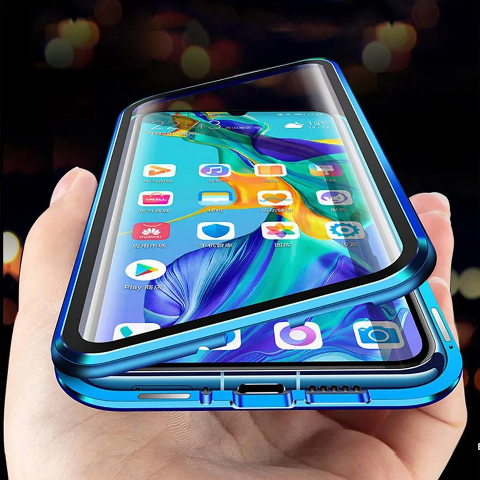 

For Redmi Note 8 K20 Pro 7 Double Sided Tempered Glass Cover For Xiaomi CC9E Mi 9 SE 9T Magnetic Adsorption Metal Phone Case