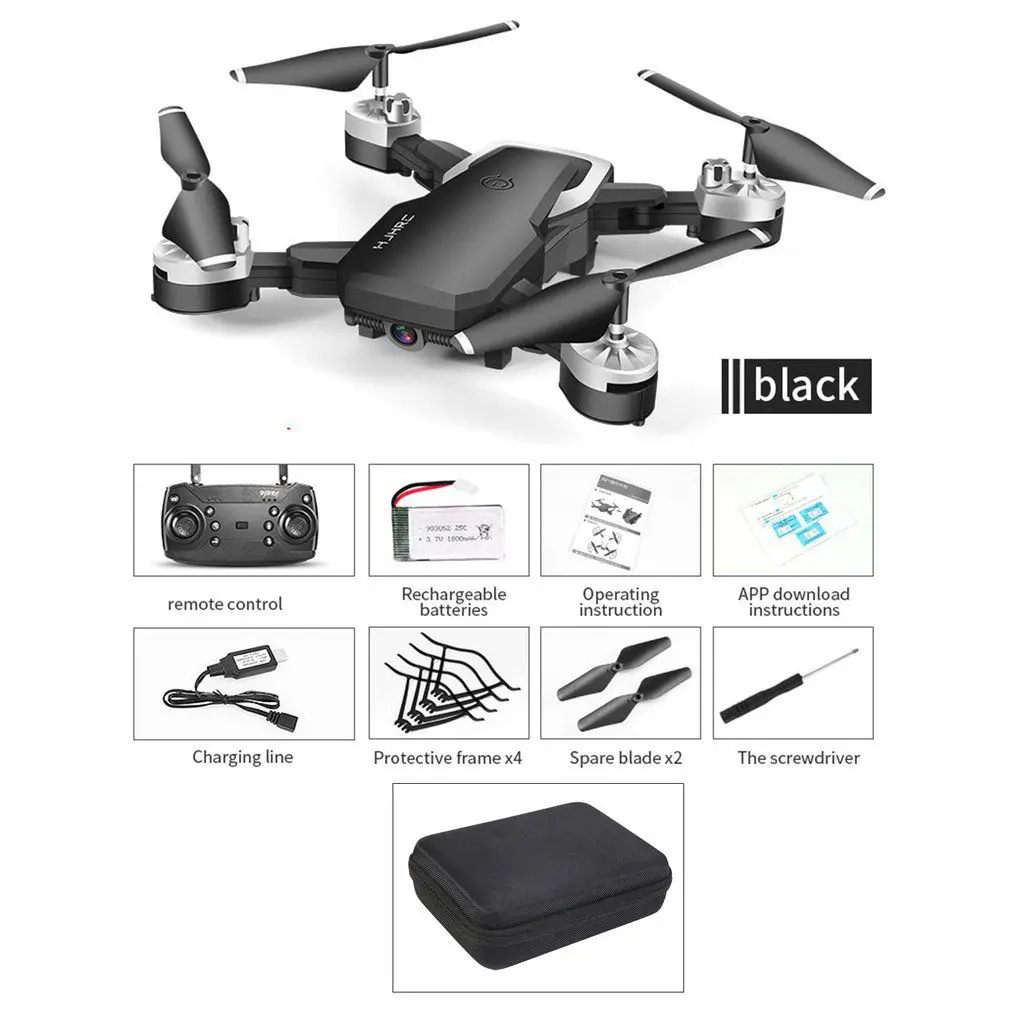 5MP Bag Black HJ28 складной Радиоуправляемый Дрон 4 канала Wifi 2MP/5MP FPV камера Дрон высота удержания жестов фото/видео RC Квадрокоптер распродажа - Цвет: 5MP Bag Black