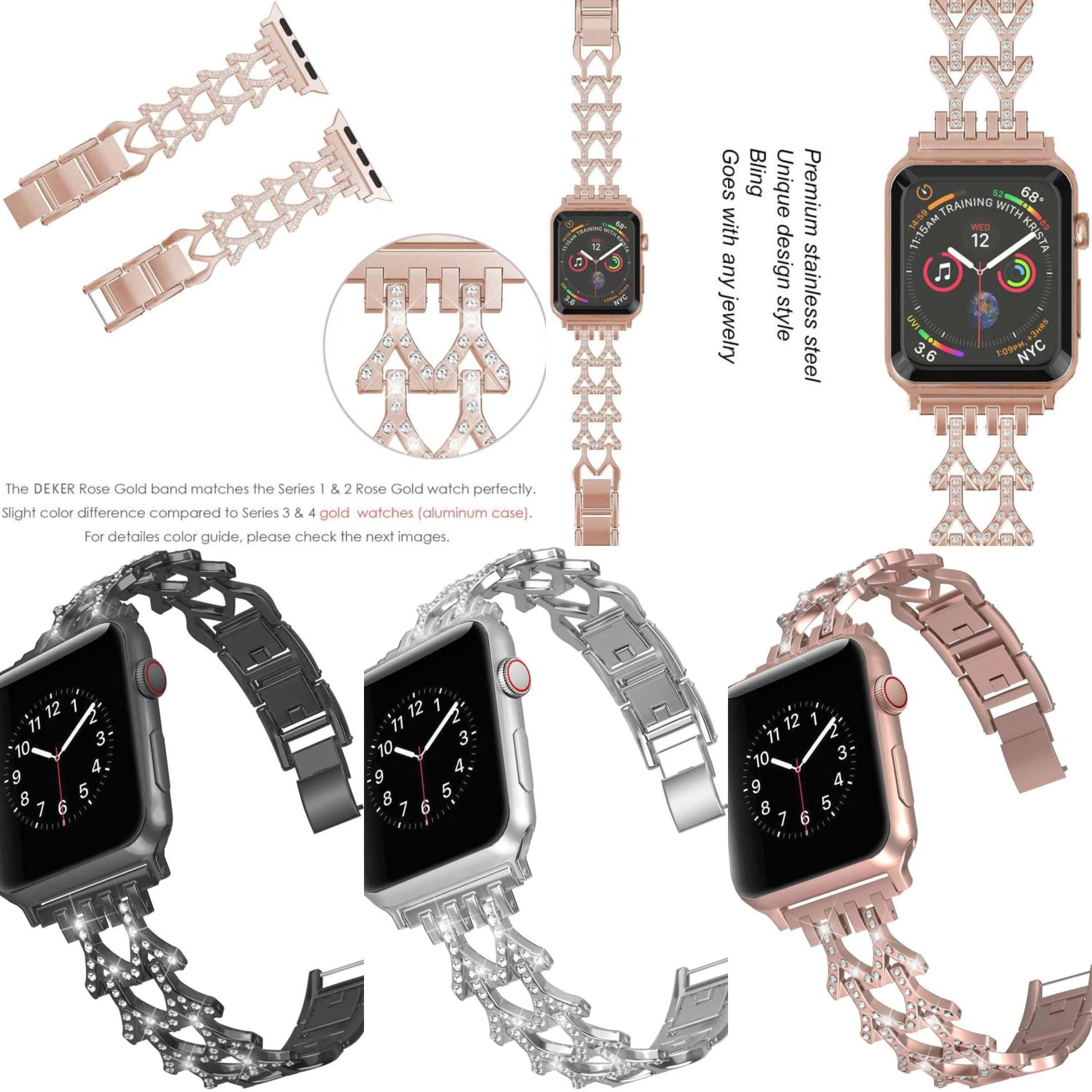 Ремешок для часов Apple Watch 38 мм 42 роскошный браслет из нержавеющей стали Iwatch 6 5 4 3 2 SE 44 40 мм|Ремешки часов| |