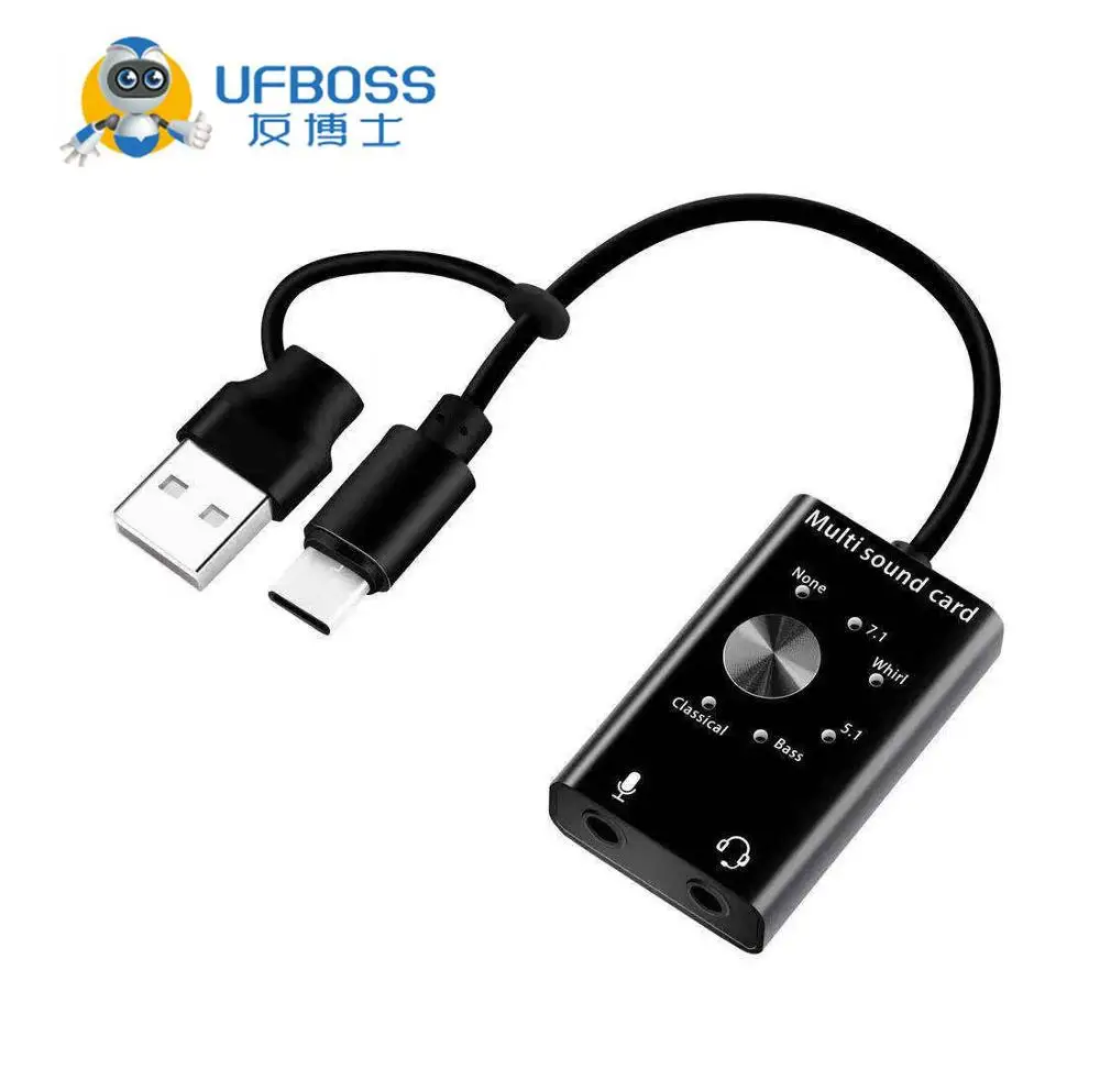 Новая внешняя звуковая карта USB 2 0 Тип с разъемами типа C и 3 5 мм разъем для