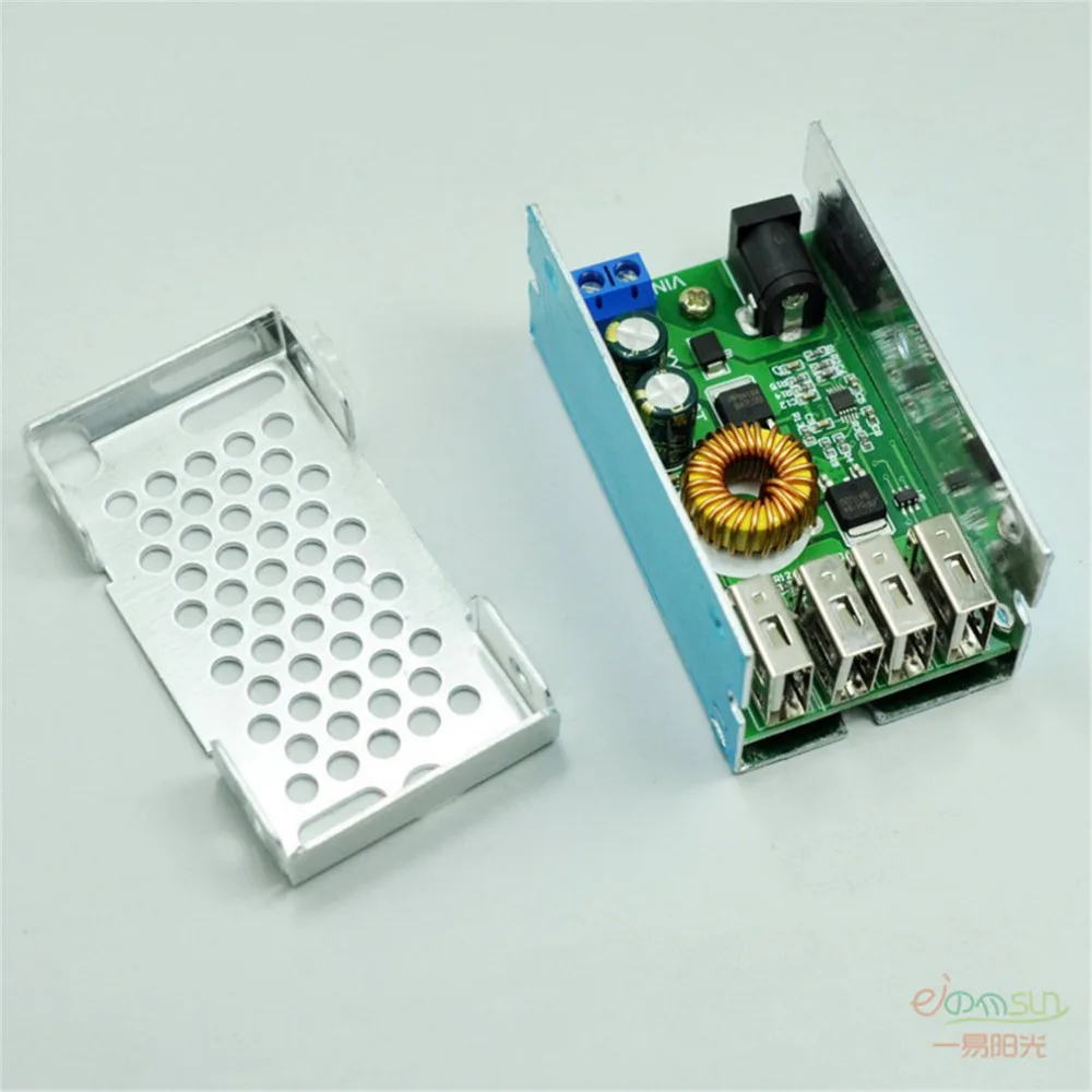 

DC12V to 5V 4USB Output Buck Converter Step Down Power Supply Module Board with Aluminum Shell For Phones