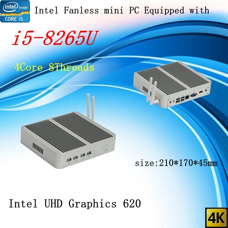Новейший Kaby Lake R 8Gen безвентиляторный мини ПК i5 8265u Intel UHD 620 win10 четырехъядерный 8 нитей DDR4 2400 2666 NUC Новейший Kaby Lake R 8Gen безвентиляторный мини ПК i5 8265u Intel UHD 620 win10 четырехъядерный 8 нитей DDR4 2400 2666 NUC