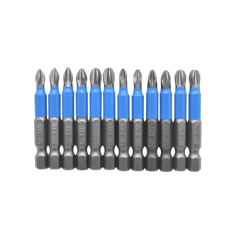 

YOFE 12pcs/set 50mm Screwdriver Bit Set 1/4" Hex Shank Anti Slip Phillips Drills Tool PH1 PH2 PH3 PZ1 PZ2 PZ3