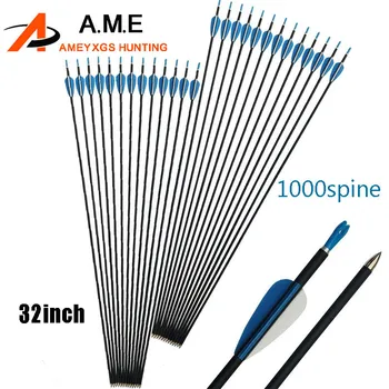 

6/12pcsSpine 1000 32" Carbon Arrows for Arco Recurve Bow Compound Sporting Entertainment Hunting Outdoor Shooting Accessoriese