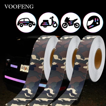 VOOFENG 카모 반사 스티커, 높은 가시성, 자체 접착 원단, 멀티 사이즈 반사 테이프, 도로 안전용 자동차 스티커