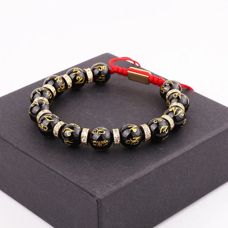 New Design Natural Stone Tibetan Agate Beads CZ Charm Macrame Adjustable Luxury Bracelet Women Men - Image 2