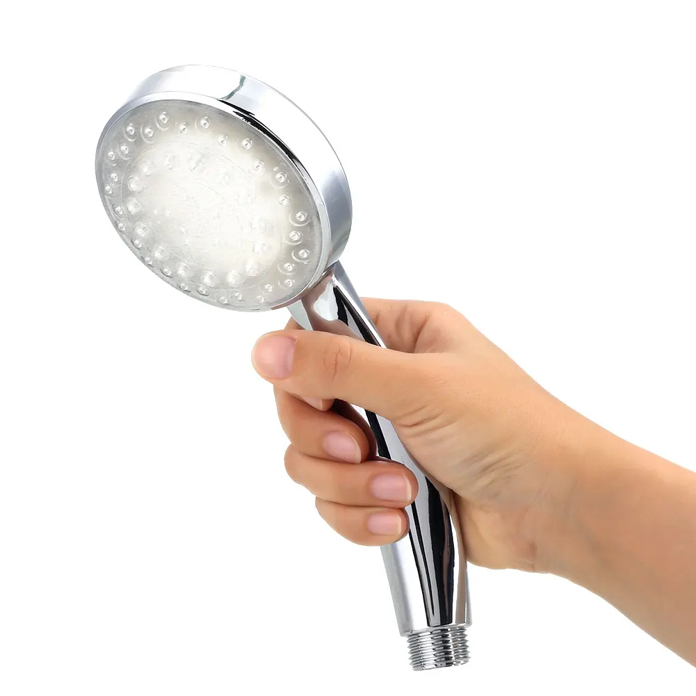 LED Shower Head Stainless Steel Silvery Sensor Adjustable Light Bathe Shower Nozzle Bath Sprinkler RGB Temperature Bathroom