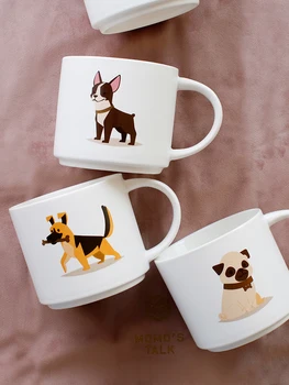 

Cartoon Cute Mug Creative White Ceramic Mug for Couple with Spoon Simple Taza Desayuno Home Breakfast Milk Juice Mug MM60MKB