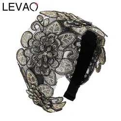 LEVAO модные однотонные с широкими полями кружевные женские повязки для волос повязка на голову для девочек аксессуары для волос зубья