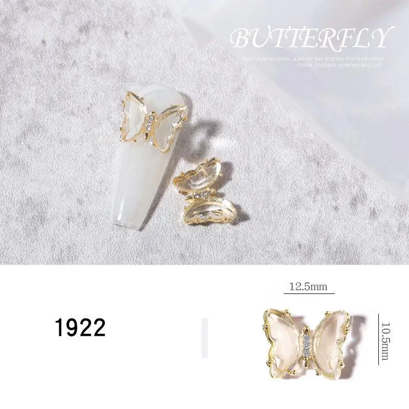 1PC Aurora Glitter Sequins 3D Butterfly Zircon Nails Rhinestones Jewelry DIY Professional Manicure Nail Art Decorations Tool