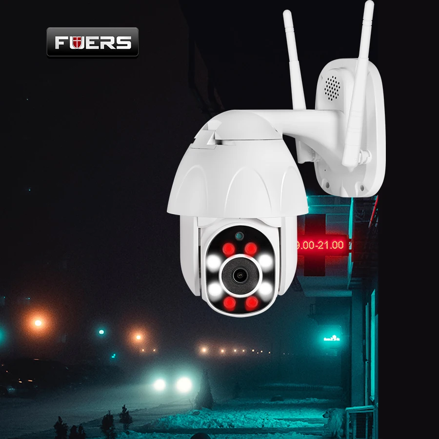 FUERS 1080P PTZ купольная IP камера, Wifi CCTV, скорость безопасности, водонепроницаемая камера наблюдения, ночное видение, обнаружение движения, монитор