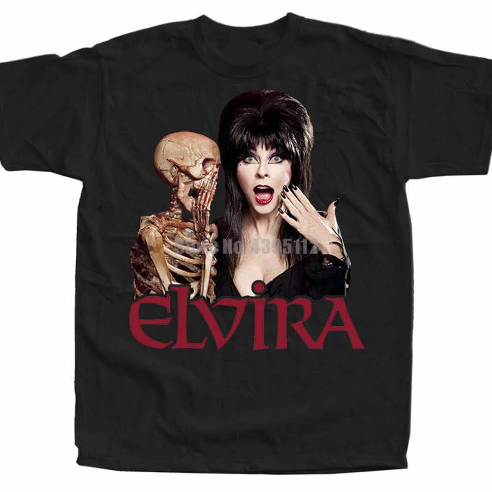 

Elvira Mistress Of The Dark Movie Poster Men Funny T Shirts Hip Hop Harajuku Tshirt Gym T-Shirt Skull