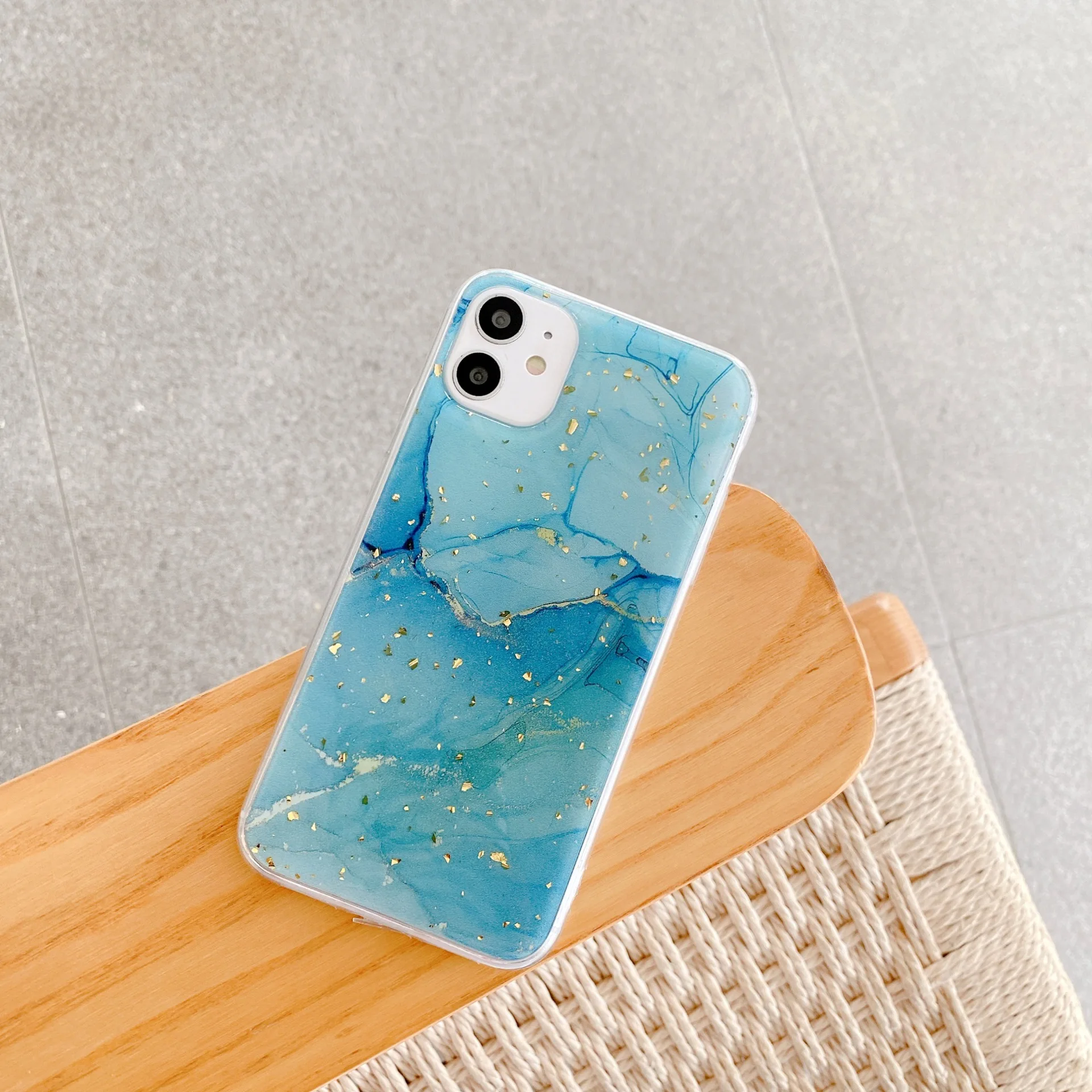 Чехол Ins из золотой фольги с граффити и мрамором для телефона iPhone 12 Pro Max 11 XS XR X 7 8 Plus