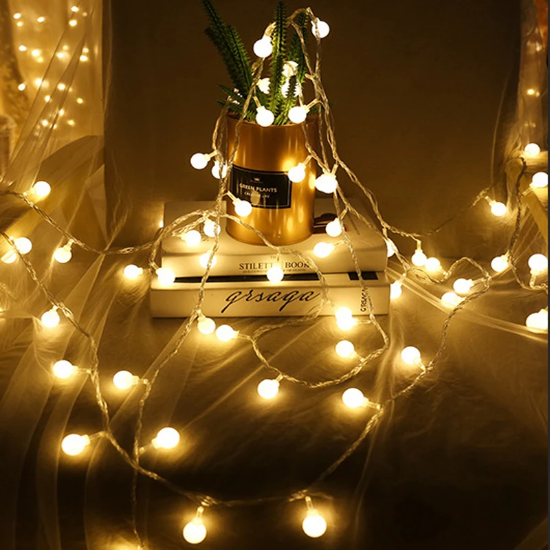 

Battery Powered Ball LED String Lights 2m 3m 4m 5m 10M LED Rope Christmas Garlands Holiday Light Wedding Lantern Lighting