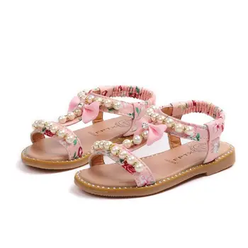 

2019 Summer Kids Baby Children Sandals Shoes Fashion PU Leather With Flowers Sweet Soft Bottom Girls Princess Sandals