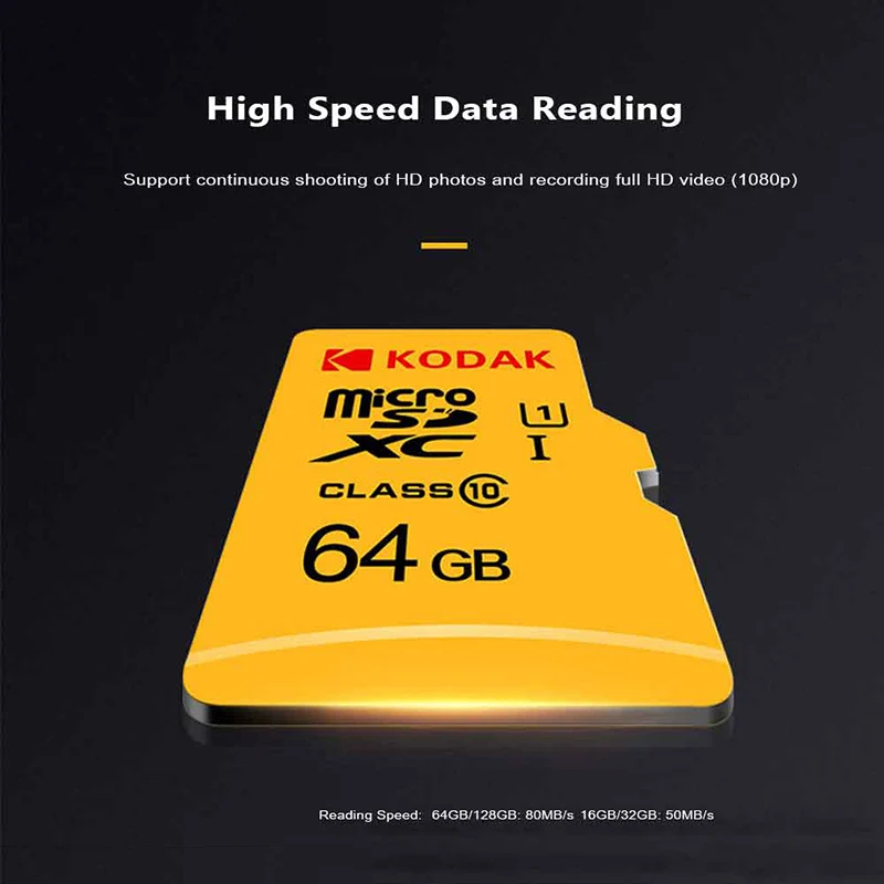 Карта Micro SD KODAK 128GB 64GB 32GB 16GB U1 Micro sd kart 4K U3 256GB 512GB cartao de memoria TF карта памяти класс 10