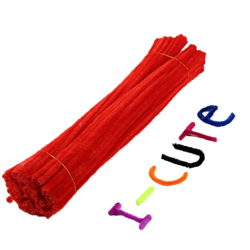 100 шт 30 см синель стебли трубы Очистители дети плюшевая обучающая игрушка красочные трубы очиститель игрушки ручная работа, сделай сам, ремесло поставки - Цвет: Red