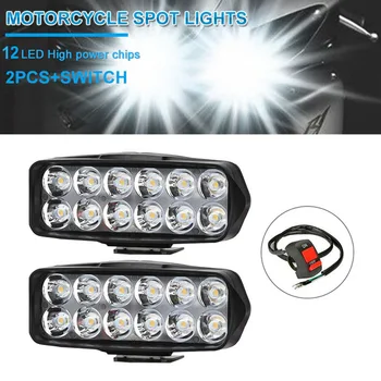 

1 Pair 8/12/15/16LED Motorcycle Headlight Spot Light Fog Driving Lamp & Switch High Brightness