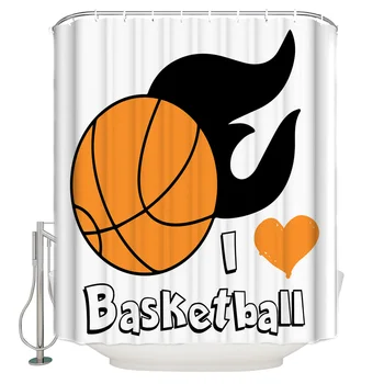 

Basketball Illustration Shower Curtain Waterproof and Mildewproof Polyester Fabric Bath Curtain Design