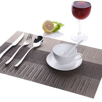 

4/6pcs PVC Bamboo Plastic Placemats For Dining Table Runner Linens Place Mat In Kitchen Accessories Cup Wine Mat