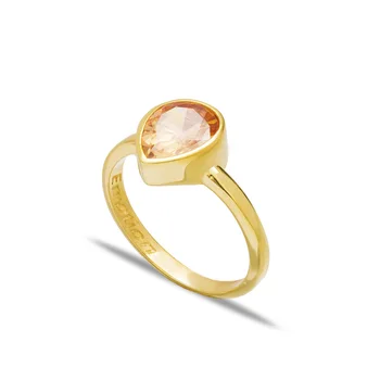 

Yellow And Orange Color Stone Ring Drop Stone Shape Cluster English Handcrafted 925 Sterling Silver Ring