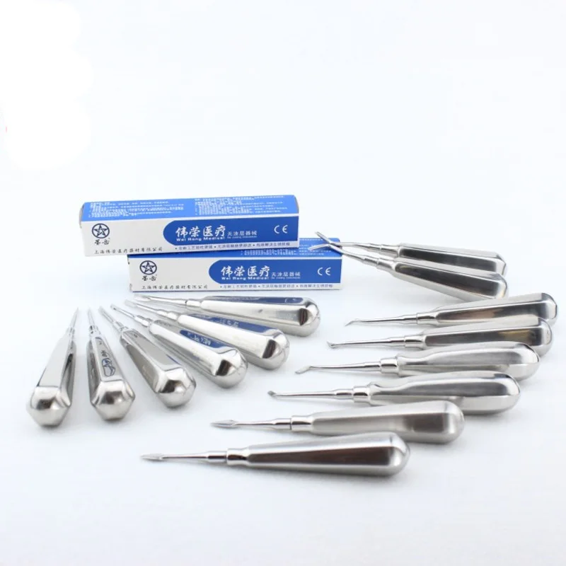 

12 Pcs Stainless Steel Dental Luxating Lift Elevator Teeth Clareador Curved Root Hexagon Handle Dentist Surgical Instrument Tool