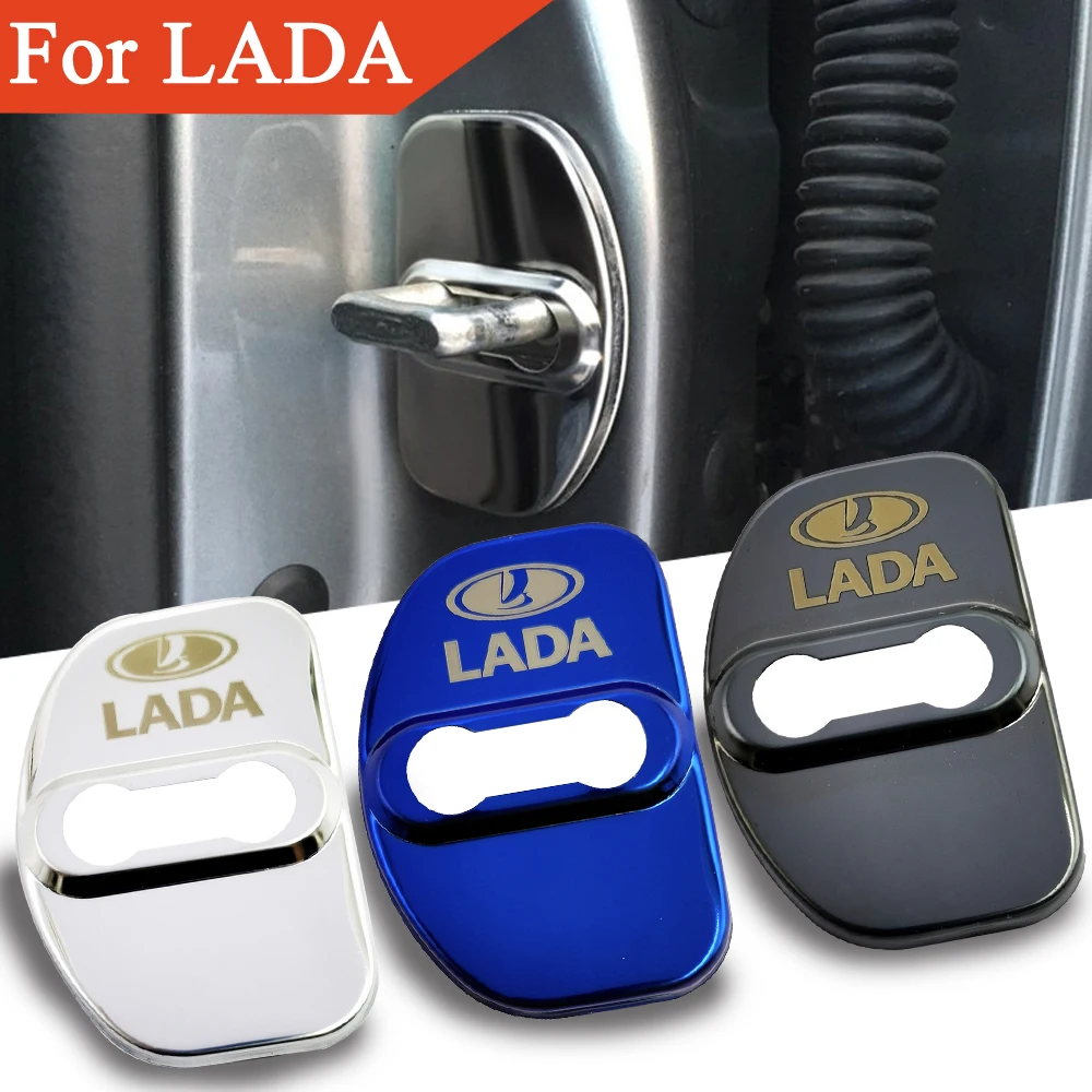 

FLYJ 4PCS Car Door Lock Car sticker cover Protect Buckle Latch Car accessories For lada vesta xray