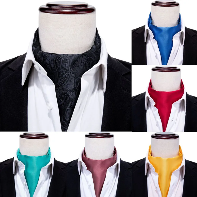 Модный черный галстук с пейсли Ascot для мужчин шелковый мужской квадратные