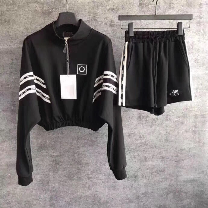 

Women Outfits 2 Piece Sets Sweatsuit Black Casual Pullover Sports Top + Drawstring Shorts Womens Pants Set Tracksuit Clothes