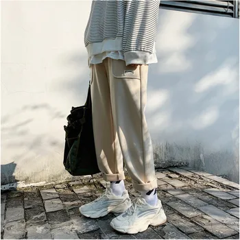 

2019 Autumn And Winter New Youth Fashion Leisure Port Wind Wild Low Waist Harem Solid Color Pants Tide Black / Khaki S-3XL