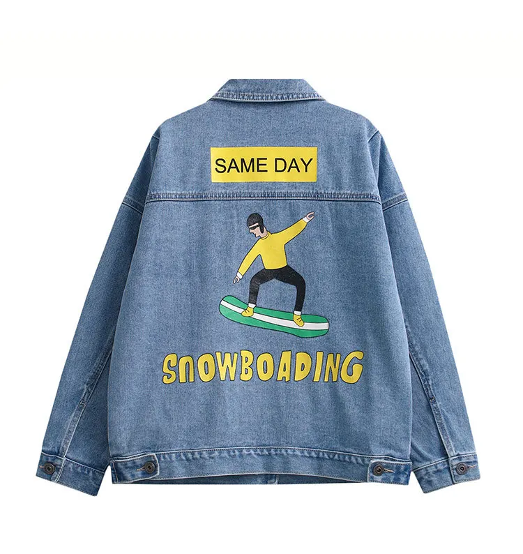 

Spring And Autumn New Style Korean-style Industrial-Style Patterned Denim Jacket Women's