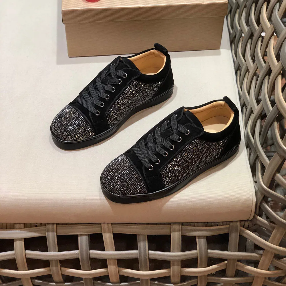 カタログ外モデル 男性と女性のための本革の靴 高級靴 赤いクリスタルの底 カジュアルなフラット 結婚式の靴 ダイヤモンドのスパイク 激レア Men S Shoes Teresco Edu Gh