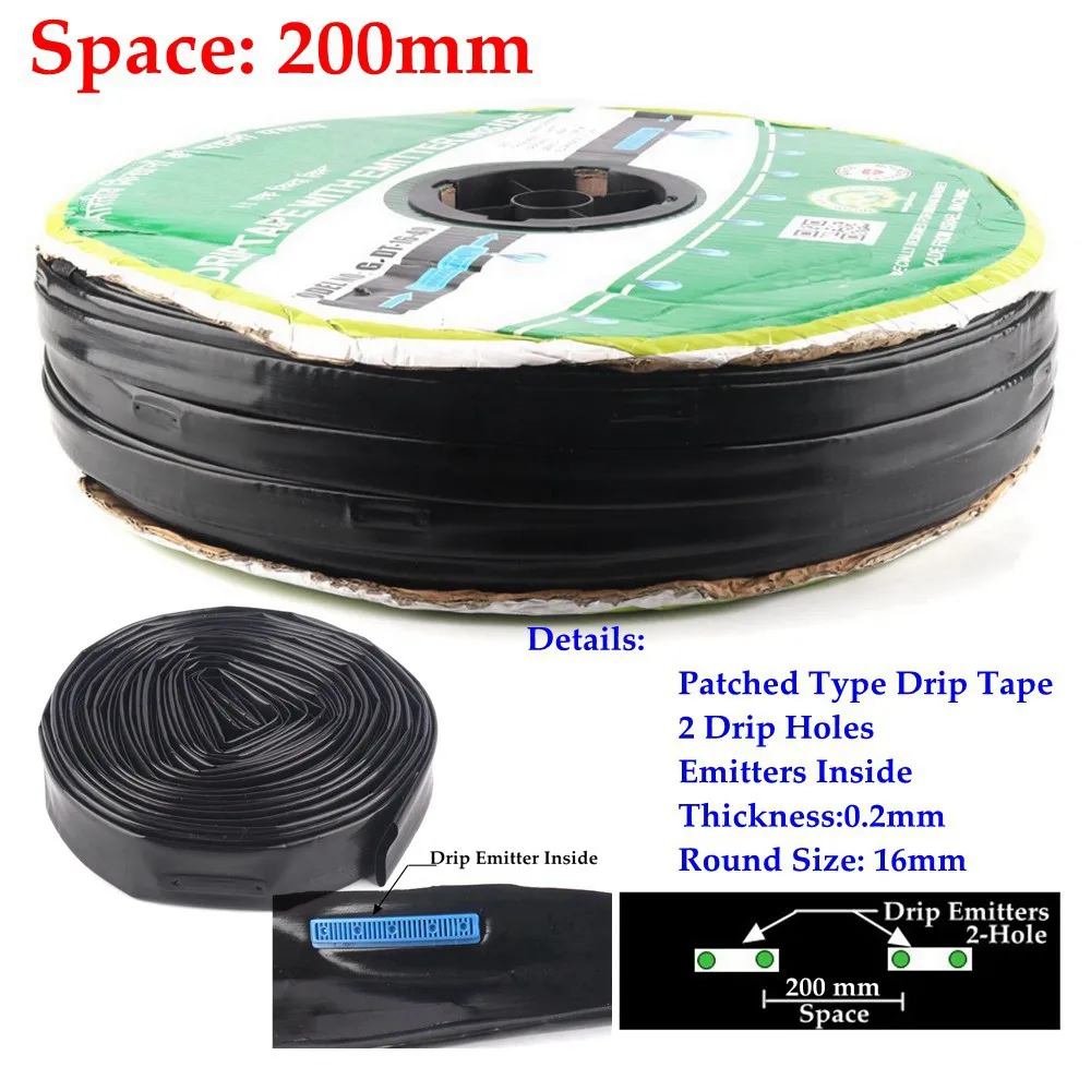 Space 200mm 1000 м/рулон 2 отверстия Оросительная капельная лента сельскохозяйственное Капельное орошение трубка теплица под пленкой капельный шланг - Цвет: Space 200mm