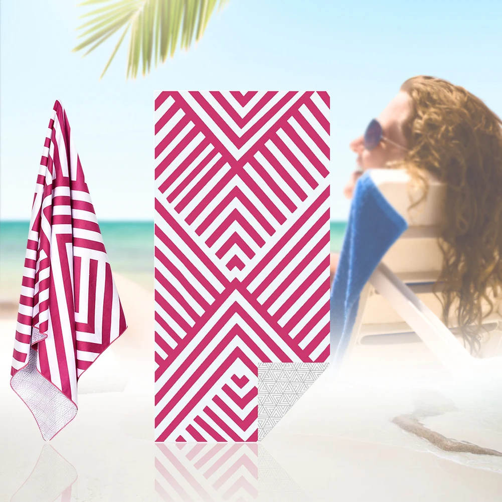 

Large Quick Dry Double-side Printed Adults Sun Protection Travel Beach Towel Sand Free Fashion Outdoor Vacation Swimming Kids