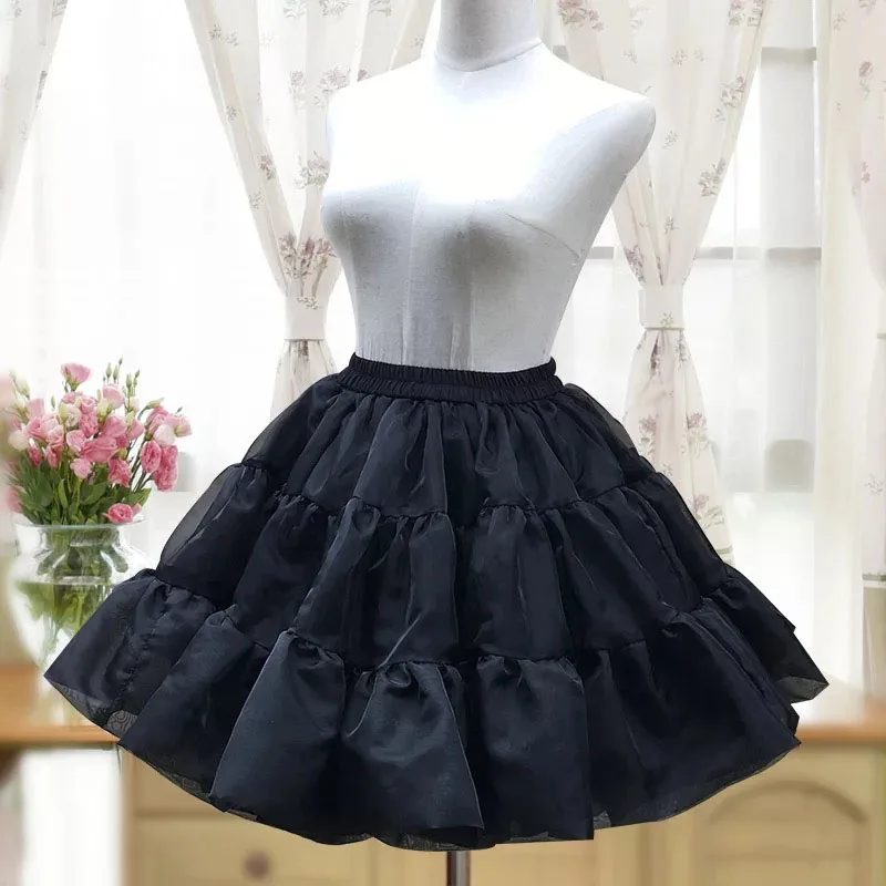 Women cotton organze hoopless crinoline underskirt puffy tulle costume accessory girls fluffy skirt bouffant lolita petticoat