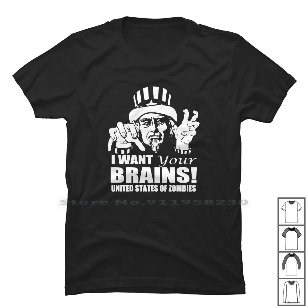 Zombie Uncle Sam T Shirt 100% Cotone Parody Uncle Movie Tage Geek Sam Age Tv Om Ny Am Zombie