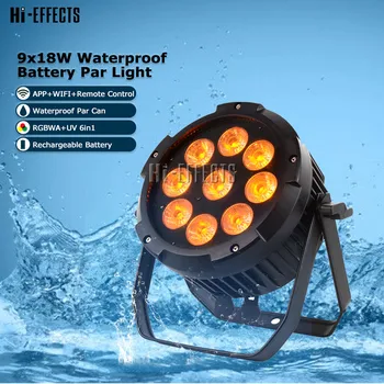 

9x18W Waterproof Battery Par Light WIFI APP Remote Control RGBWA+UV 6in1 Par Light for Dj Disco Party