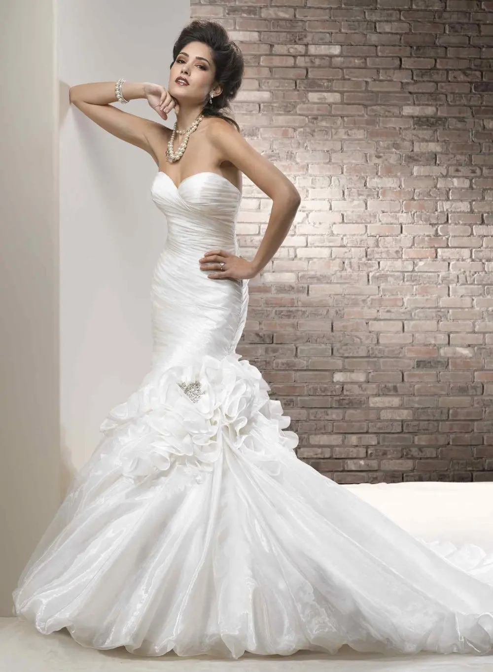 

Beautiful vestido de noiva robe de mariee Sweetheat Handmade Flower ruffles Taffeta Mermaid Wedding Dresses 2019 bridal gown