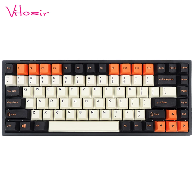 Keycool PBT ключ крышка ANSI сторона/позитив/Передняя печать Cherry MX ключ крышка набор для TKL 84/60% игровая клавиатура подходит keycool84 Akko84 - Цвет: 84 PBT Keycaps
