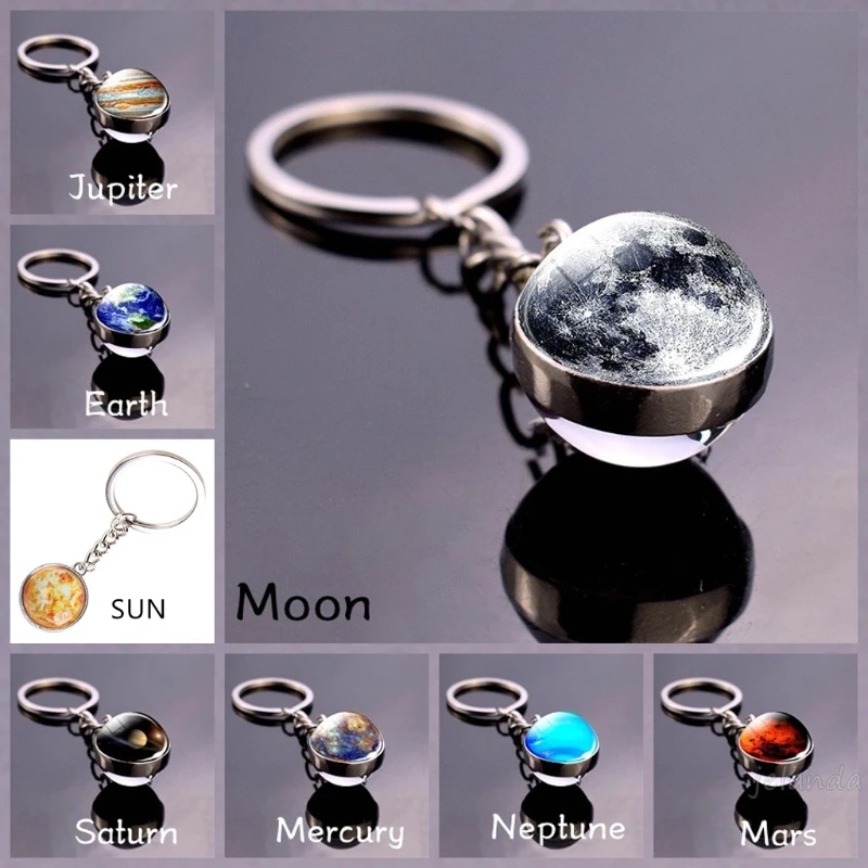 Brilliant Nebula Key Ring Moon Keychain Space Key Chain Ball Glass Keyrings UK
