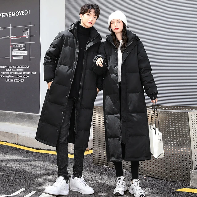 Black Couple Long Down Jacket Women Winter New Thick Warm Puffer
