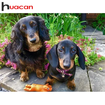 

Huacan 5d Diamond Painting Full Square/round Dog Diamond Embroidery Animal Mosaic Handmade Gift Home Decoration