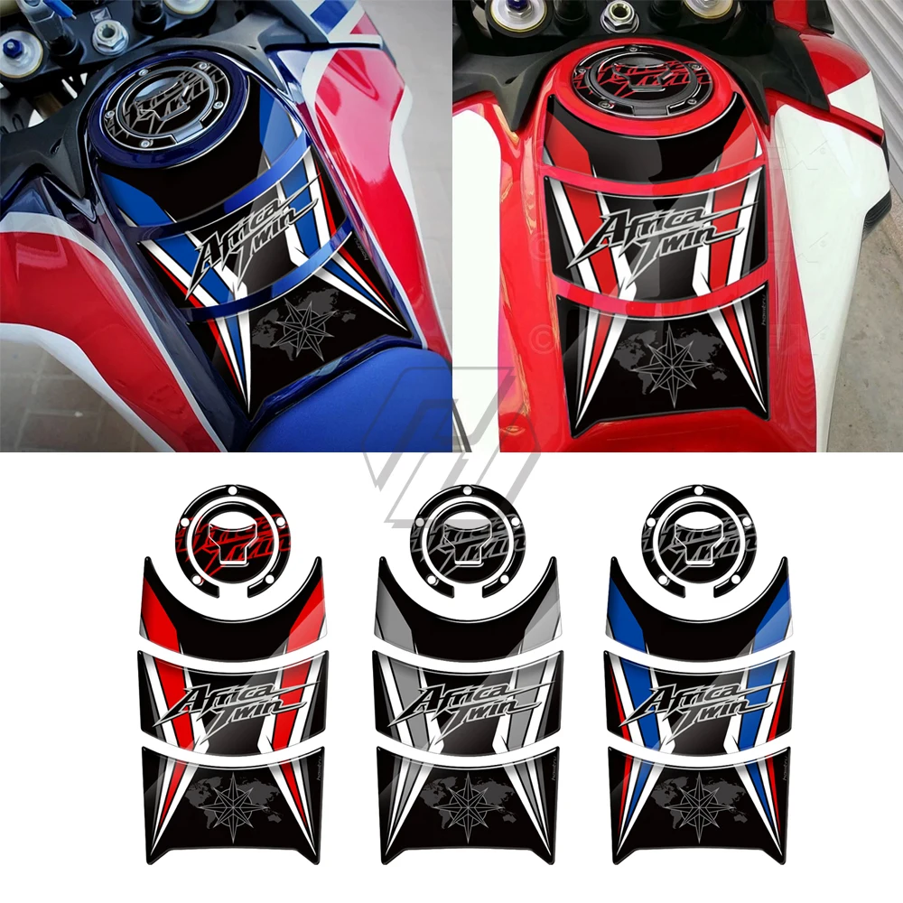 For Honda CRF1000L Africa Twin 2016-2019 3D Motorcycle Fuel Gas Cap Sticker Tank Pad Protector filler cap fuel tank cap for honda civic cr v accord crosstour insight 17670 t3w a01 aftermarket replacement fuel tank cap