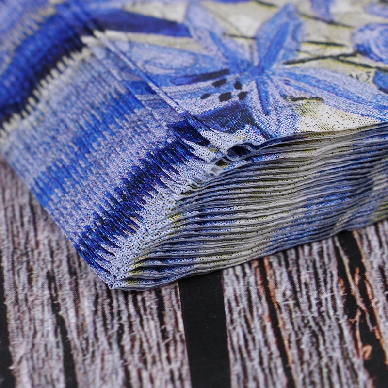 20 шт винтажная бумажная салфетка фиолетовый цветок синий платок с изображением бабочек декупаж Свадебный день рождения вечеринка Декор
