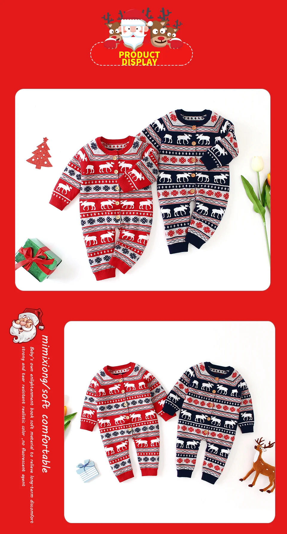 Christmas Baby Rompers Newborn Infantil Bebes Boys Girls Jumpsuits Clothes Autumn Winter Toddler Kids Overalls One Piece Outfits