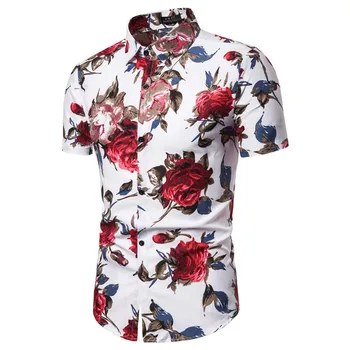 

Plus Size M-3XL Fashion Printing Men's Casual Short-Sleeved Shirt Lapel Floral Slim Men's Shirts Spring Summer 2020 New